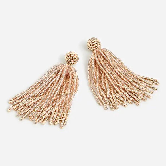 J. Crew Jewelry - NWT J. Crew Beaded Tassel Earrings in taupe blush
